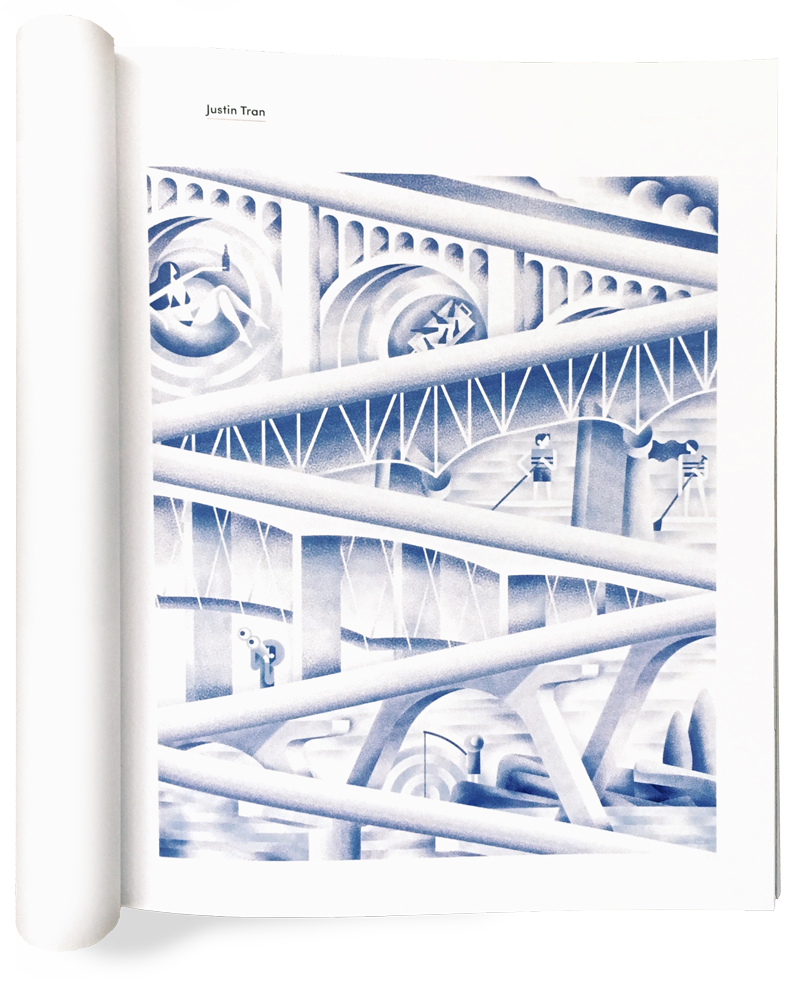 Illustrator into quarterly rva Richmond art magazine book justin tran bridges