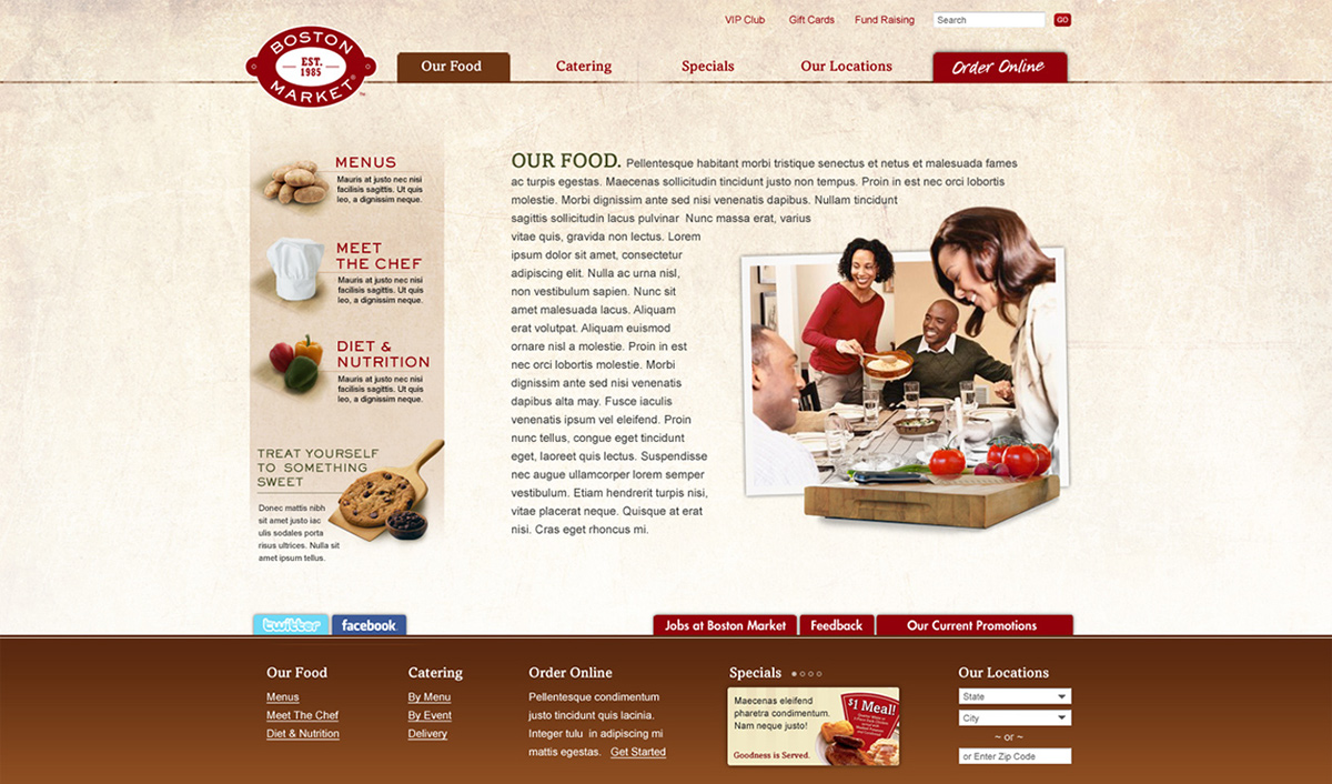 website redesign Food  restaurant