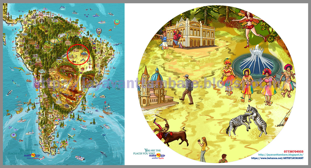 My master ad campaign series Work......2nd Agency: FCB ULKA Delhi Client: Make My Trip.com Illustrator: Jayavant Tambare