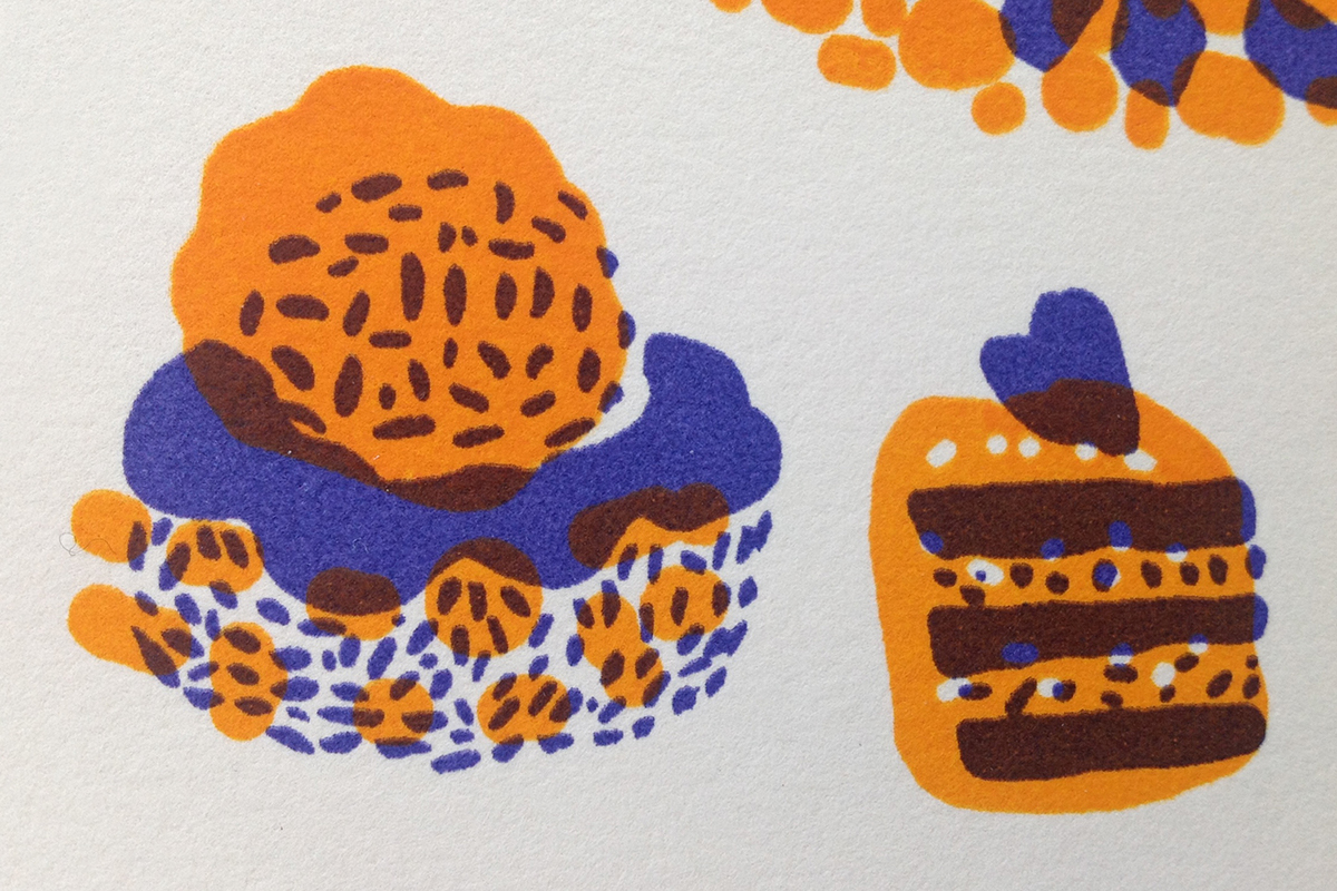 cards Small Prints silkscreen printmaking Sweets cooking blue orange natalya balnova limited edition Handlettering