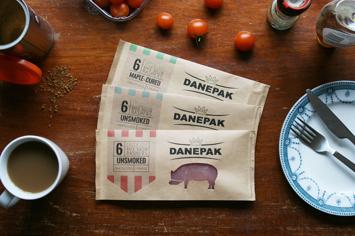 Danepak bacon pig package butcher logo visual starpacks award meat