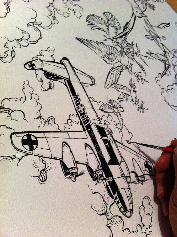 War Doves peace poster biennal plane airplane SKY