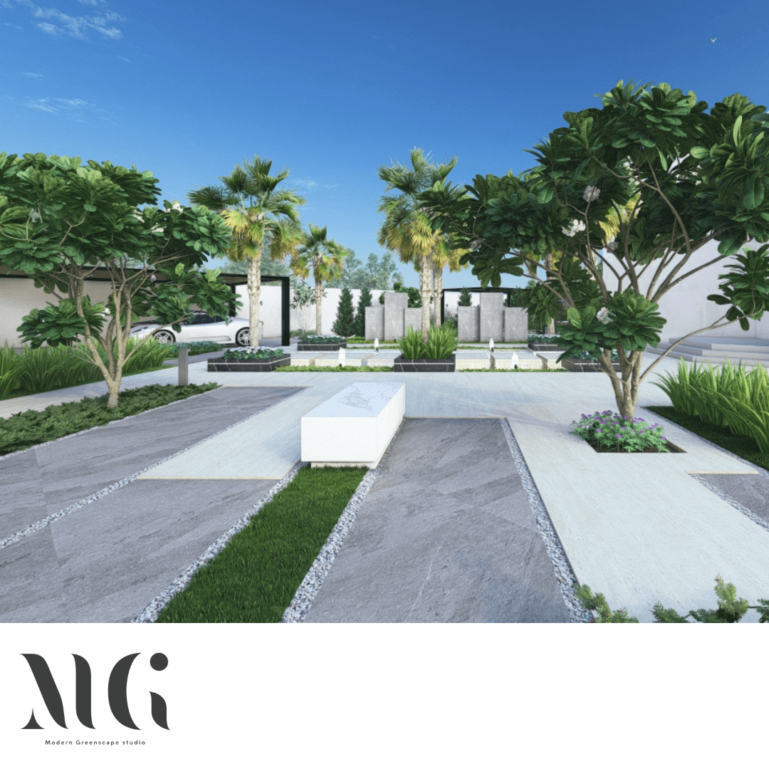 Landscape Design garden pathway Yards minimal architecture contemporary 3d modeling Lumion Render SketchUP architecture
