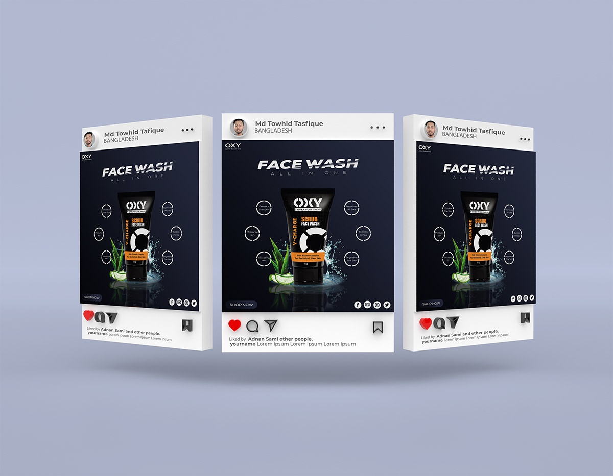 Social media post social media banner face wash face wash banner face wash ad