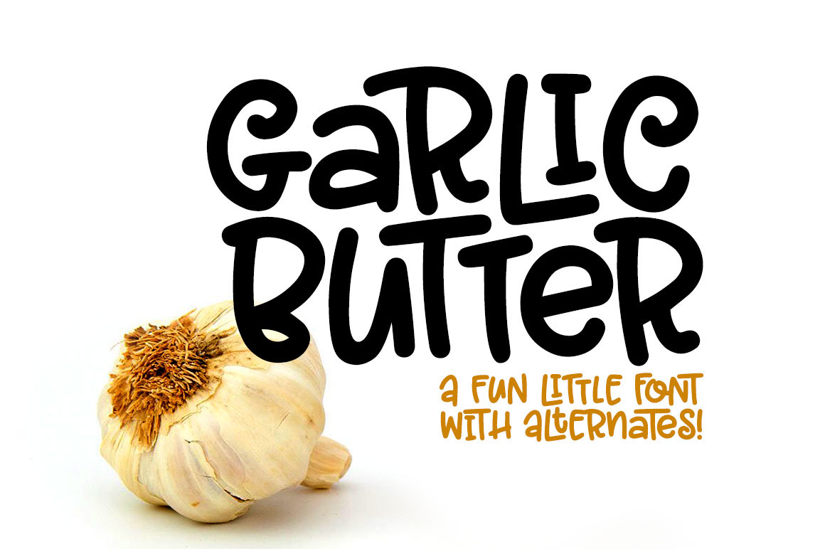 Garlic butter font Typeface Fun cute kids handwriting lettering alternates Ligatures