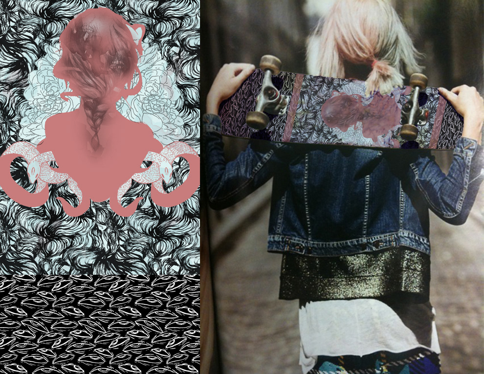 textile print Clothing skateboard skater girls ghost Ghost story design