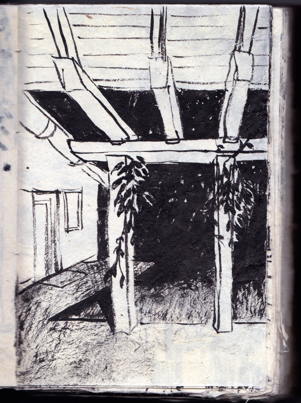 ink brush and ink night sketchbook Interior exterior noir HAWAII