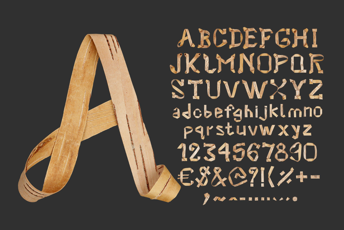 alphabel bark birch lettering Opentype Typeface typography   wood wooden font