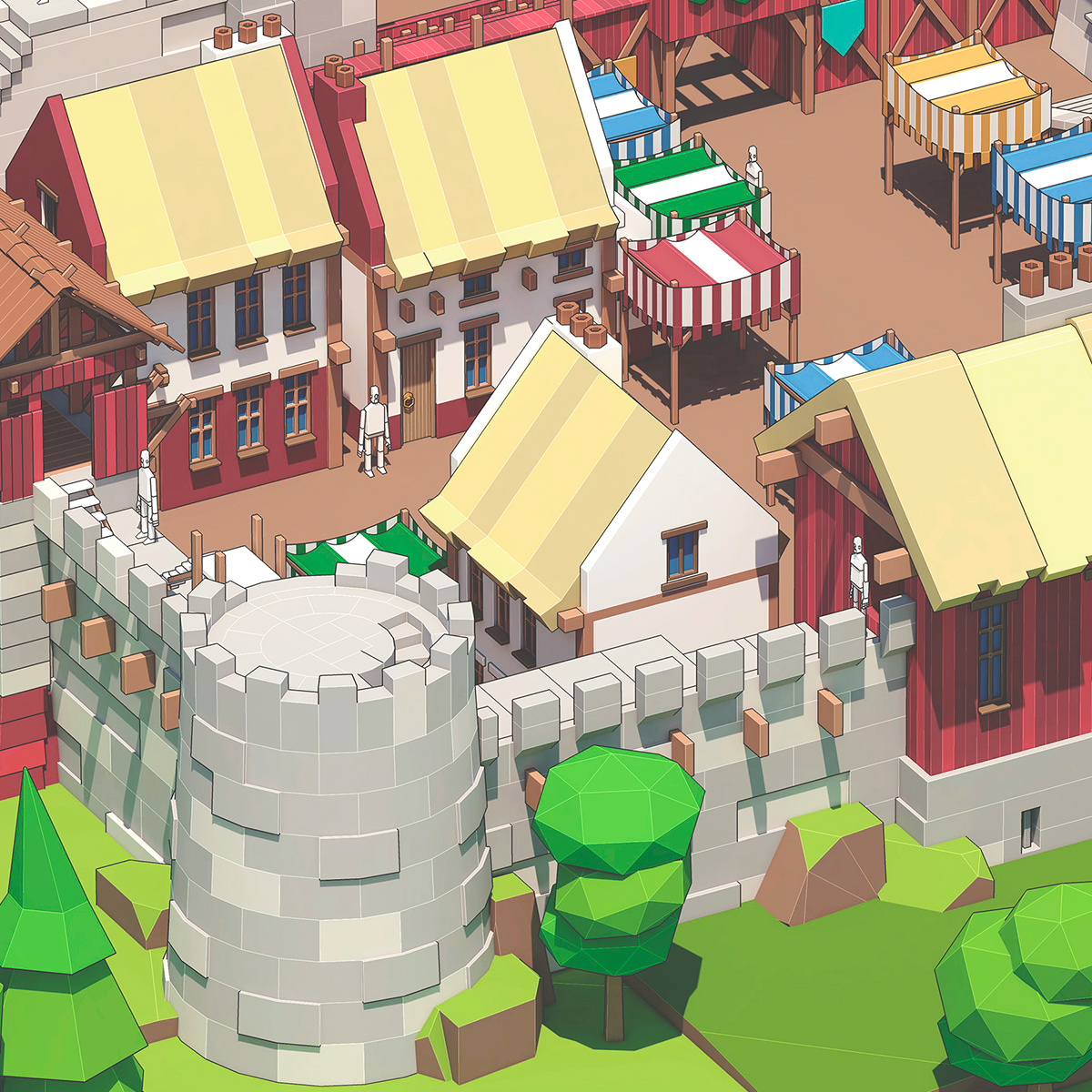 Castle medieval lowpoly Low Poly Game Art game design  3D modeling SketchUP Brasil