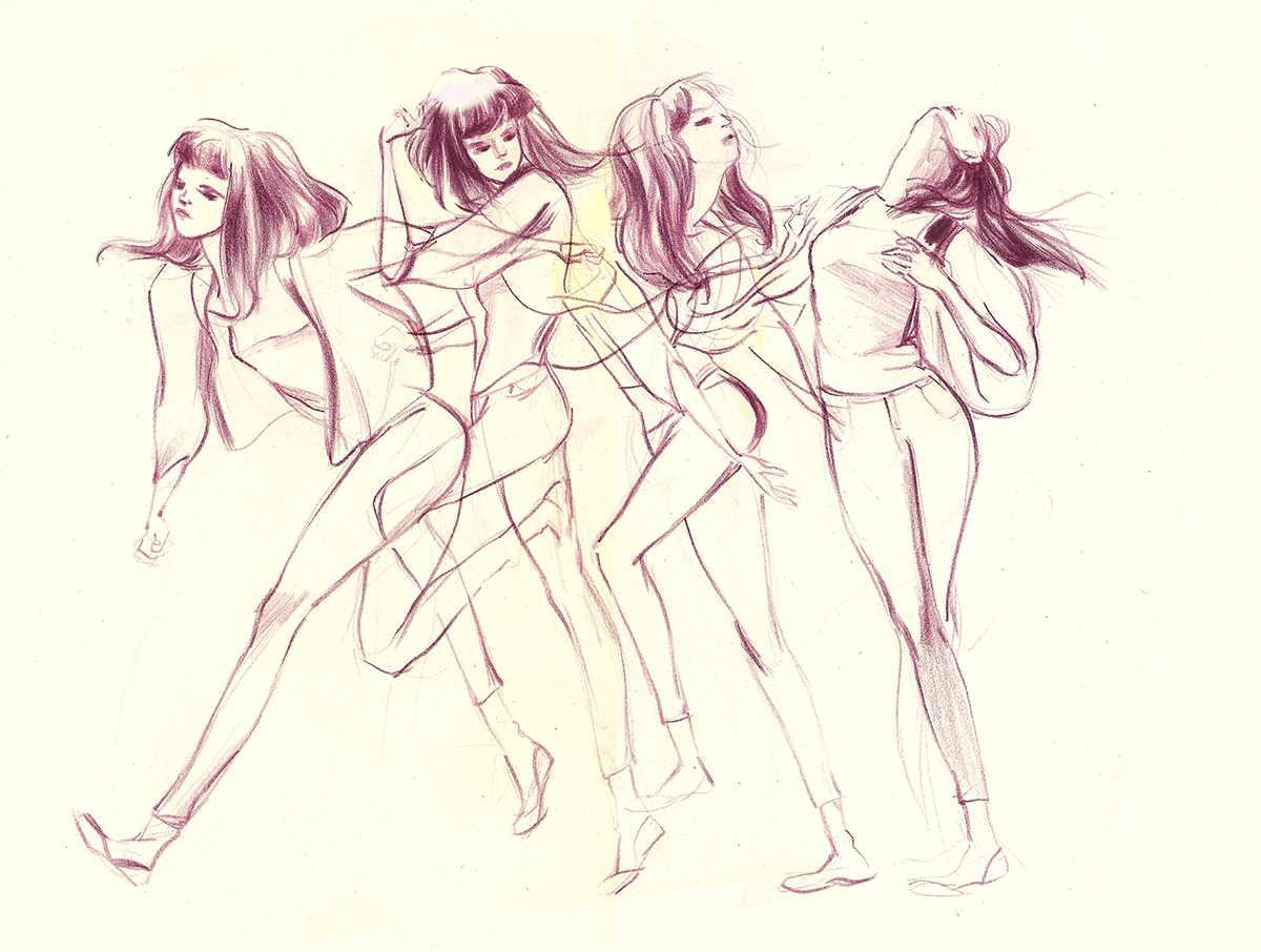 drawng sketch motion move body woman Yoga study