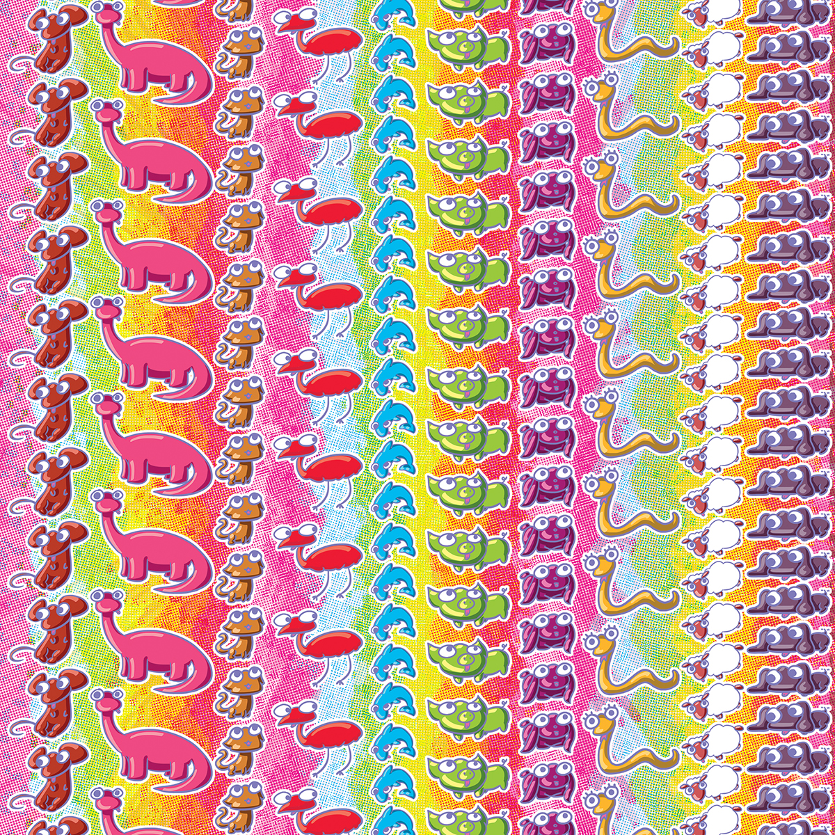 animals colors colorful scarf pattern spectrum rainbow silly cute repeat surface design