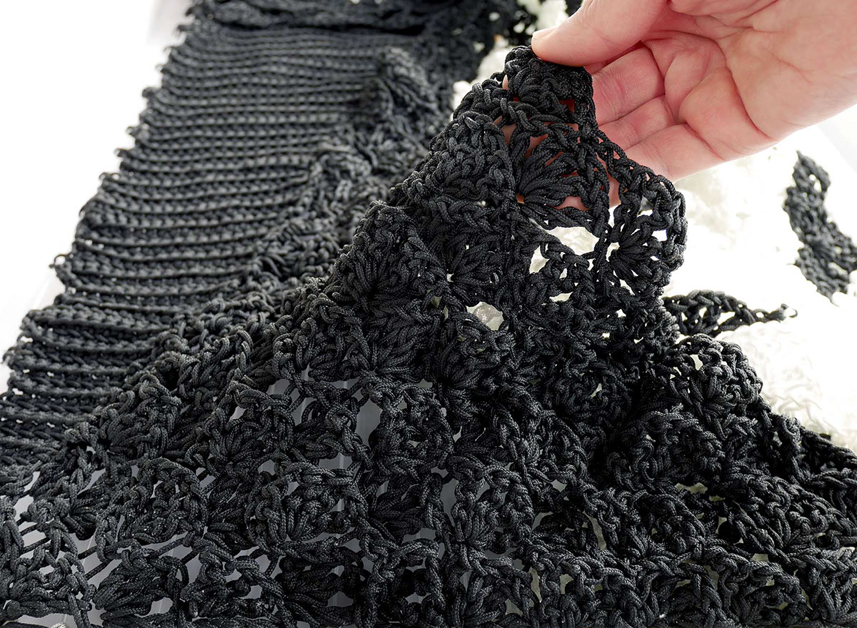 2D 3D textile movement crochet weave Interior