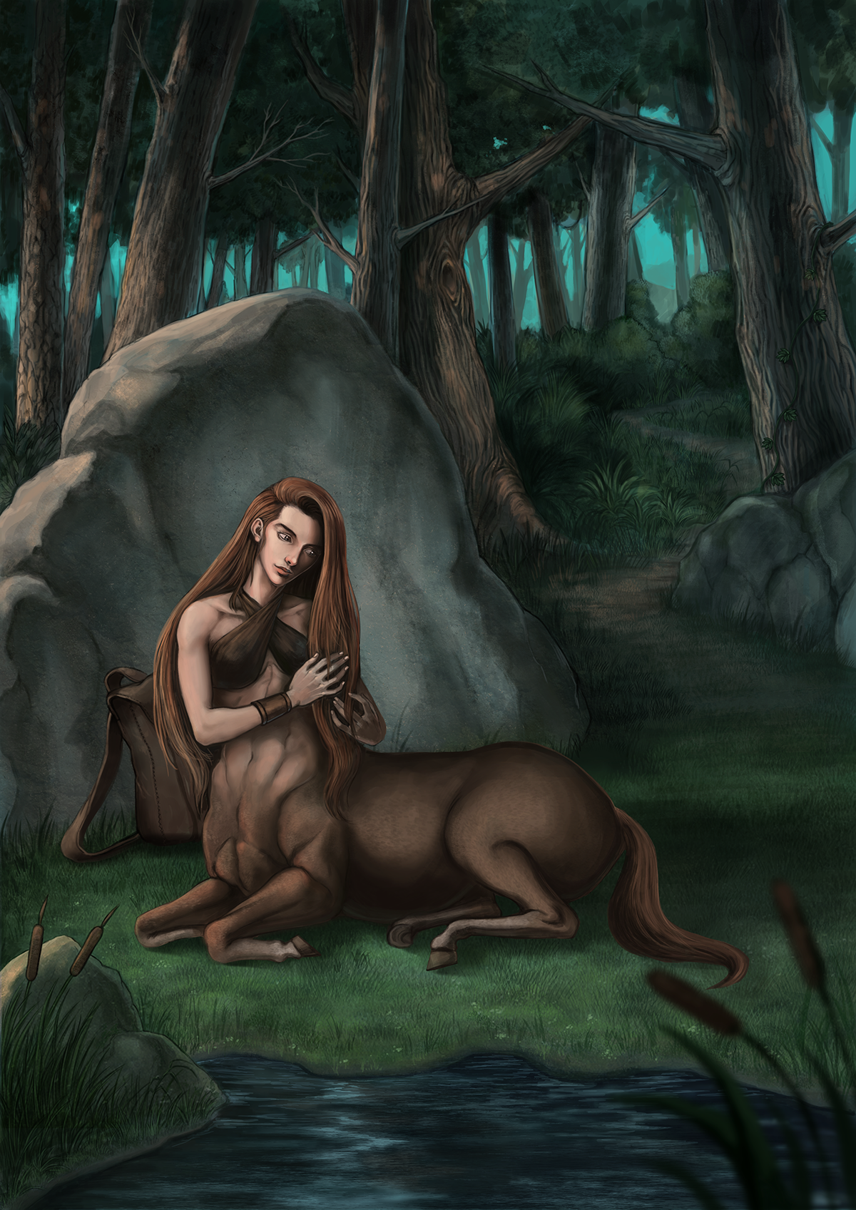 fantasy illustrations digital characters forest Nature Centaur card game