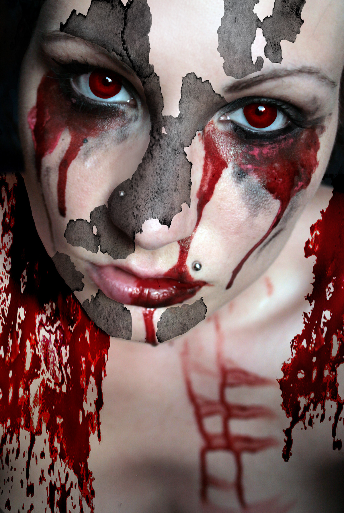 art design dark woman blood red horror