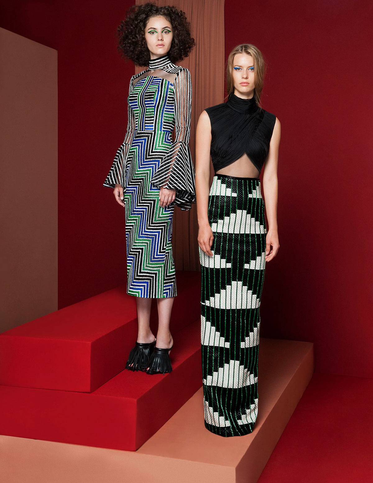 Paris haute couture dress fabric illusion pattern model stripes Fun