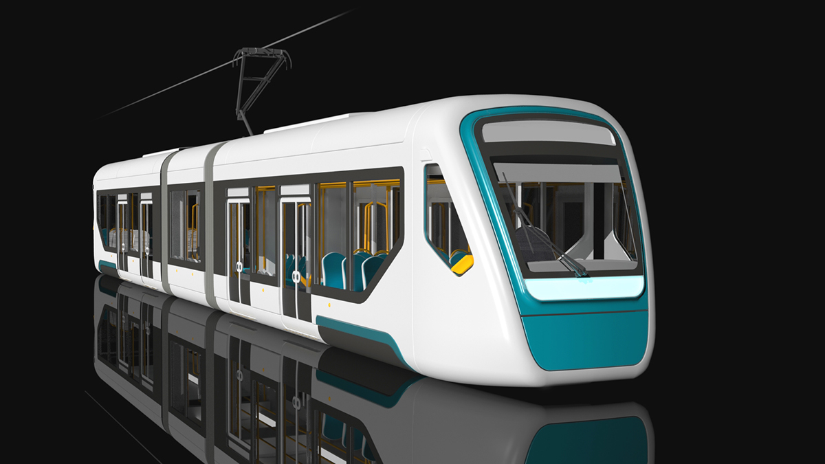 tram train design Render photoshop industrial concept