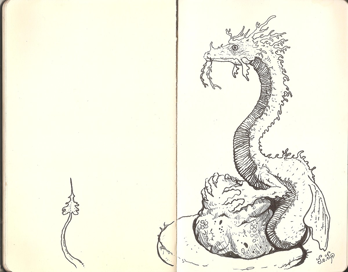 ink traditional fantasy Sciencefiction originalillustration sketchbook moleskine artbook portafolio indianink