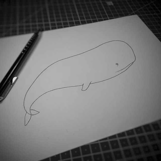 ILLUSTRATION  pen paper cross hatching Pointillism animal Whale draw Drawing 