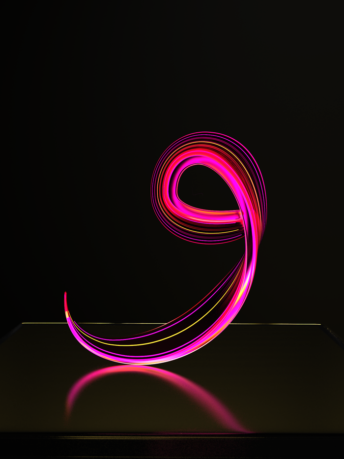 3D type stroke arabic letters light