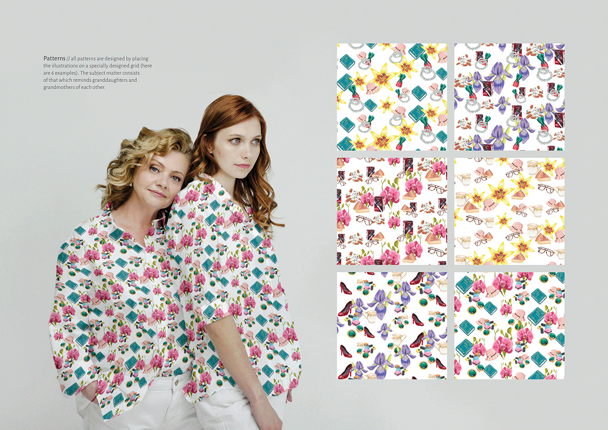 ageism brandidentity clothingbrand Fashion  grandmother patterndesign surfacedesign textile textiledesign Webdesign