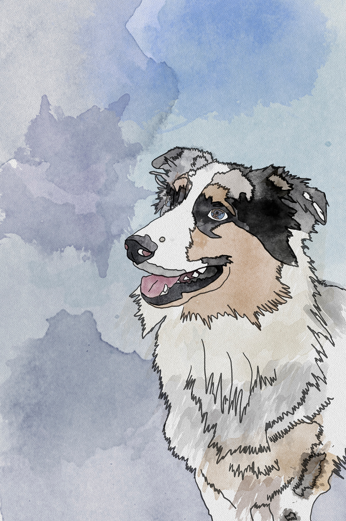 dog portraits digital watercolor