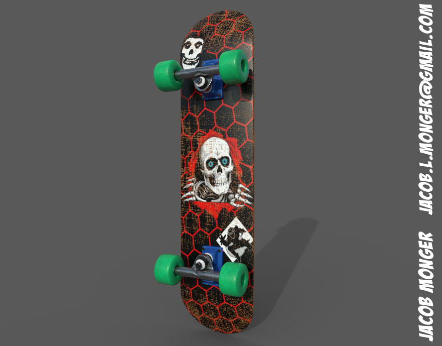 3dmodeling blender GameAsset punk Render skate skateboard skateboarding skull substancepainter