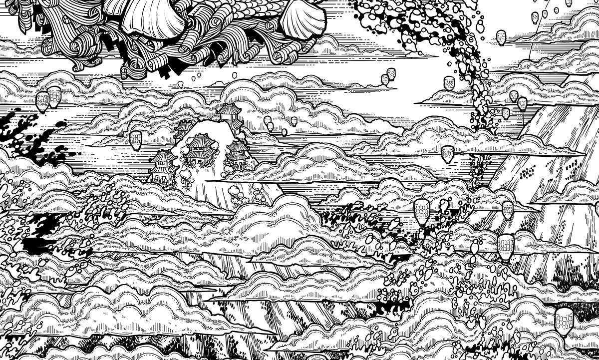 artwork Digital Art  digital illustration Drawing  fantasy ILLUSTRATION  ink ligne-claire moebius ukiyo-e