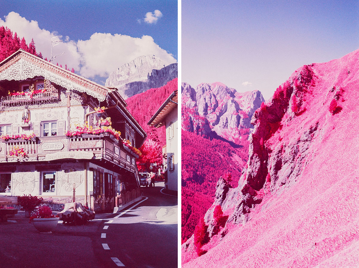 Dolomiti infrared Aerochrome dolomites mountains Landscape analog Film   35mm dolomitesininfrared