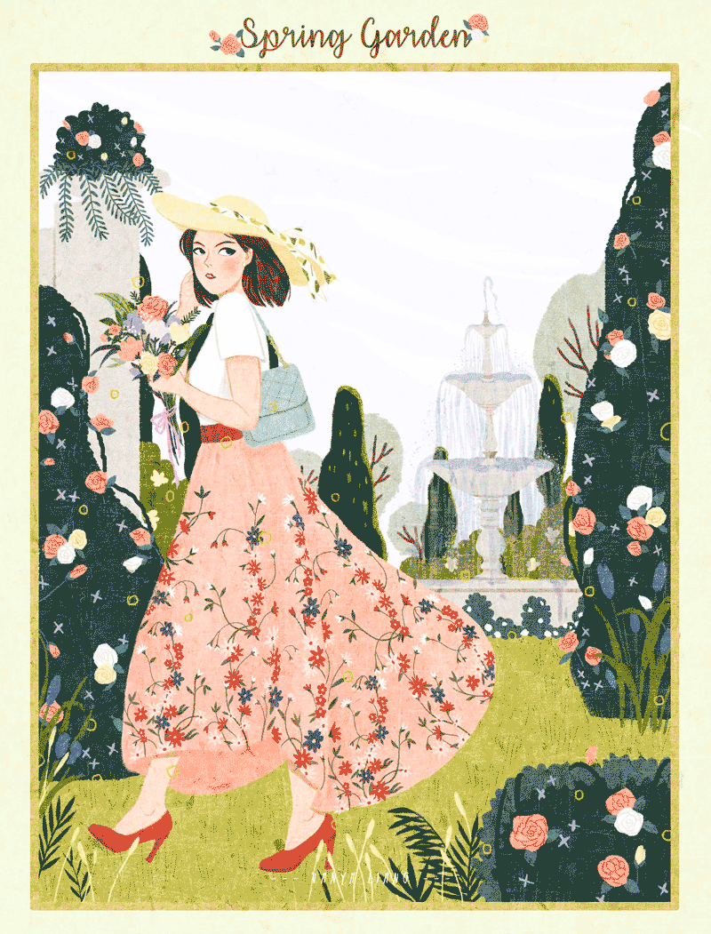 girl flower dress garden
