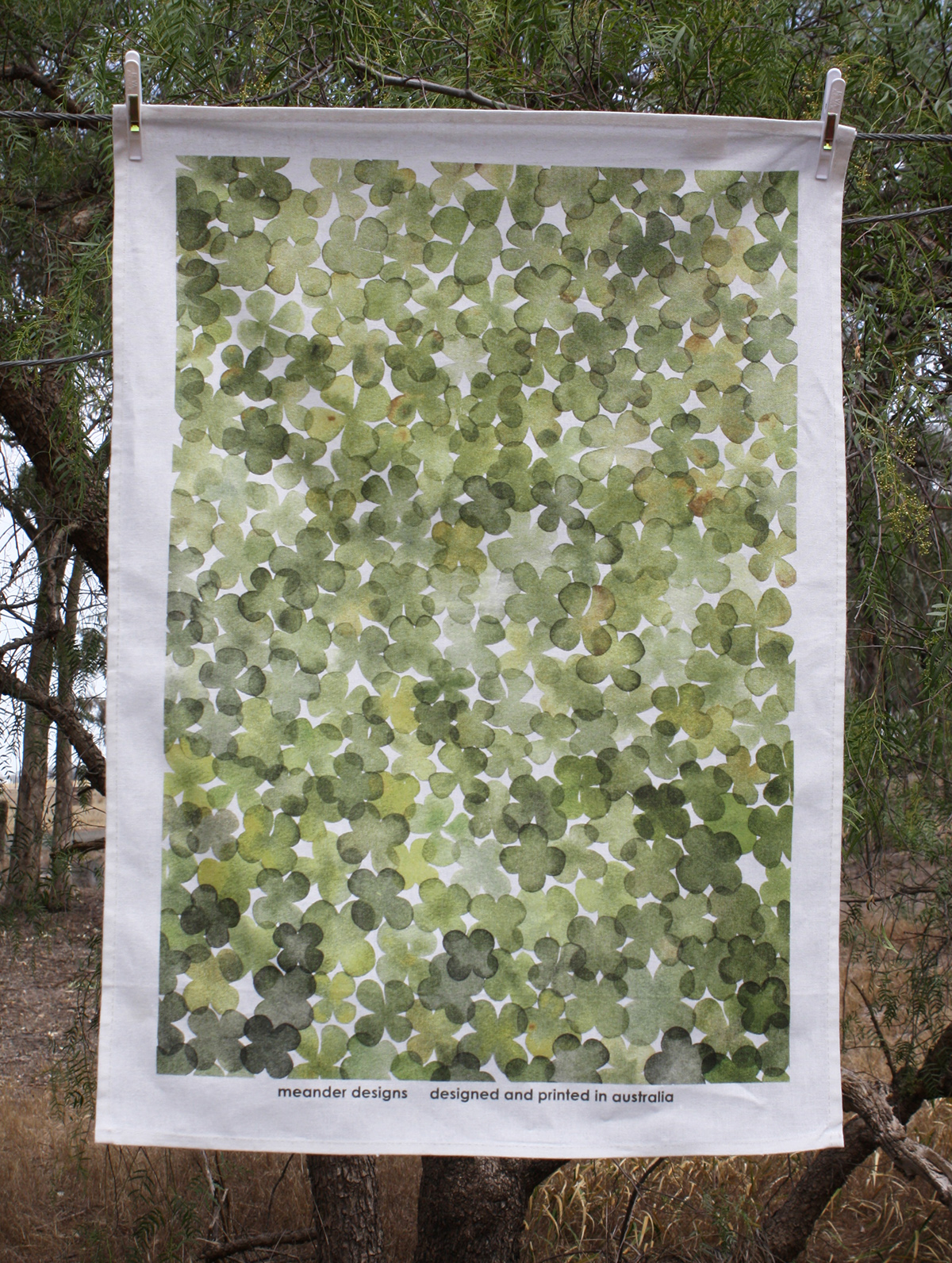 watercolour tea towels australian native flora botanical eucalyptus leaf design