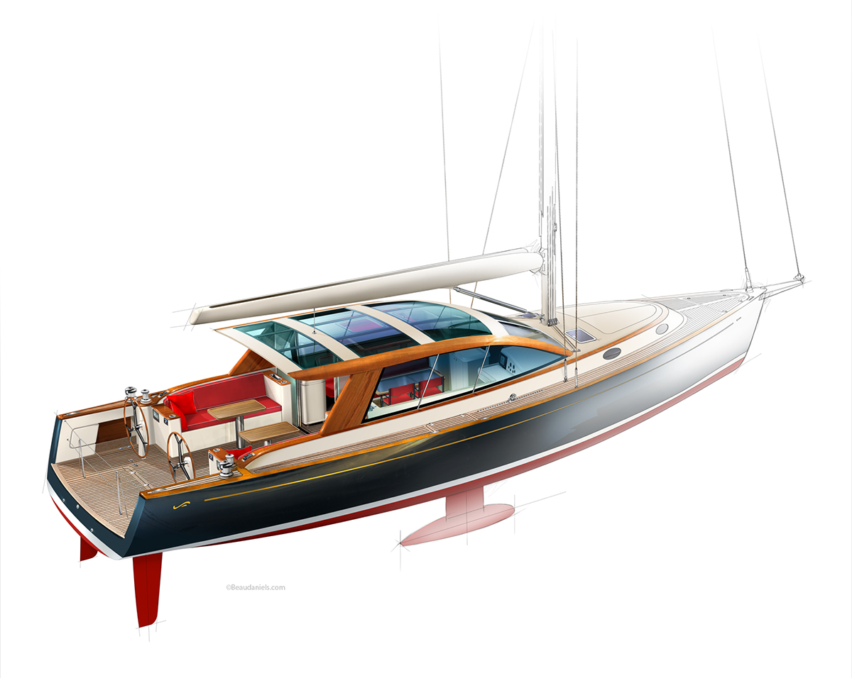yacht technical illustration technical drawing line art superyacht Hi-end yacht yacht illustration