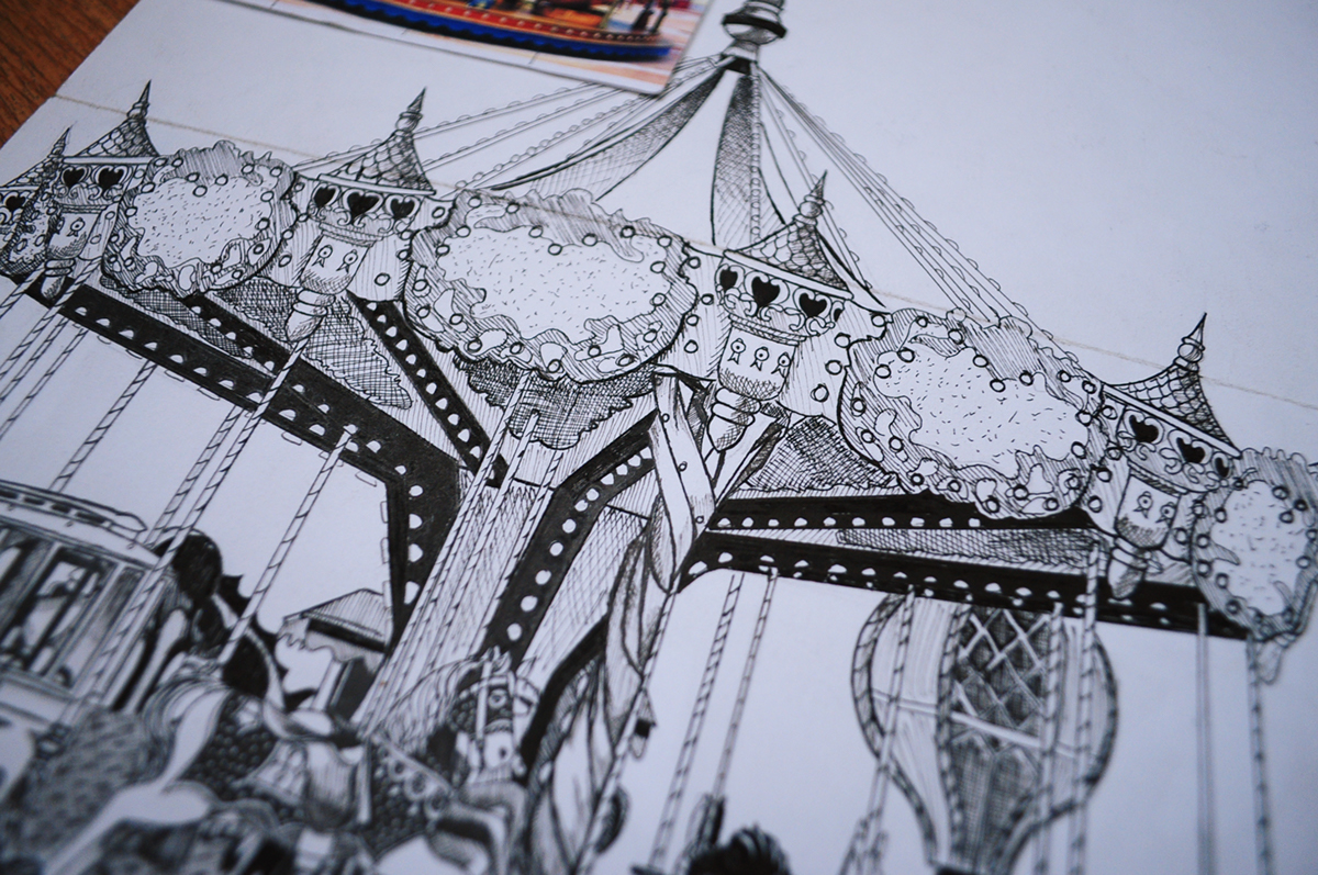carousel pen and ink