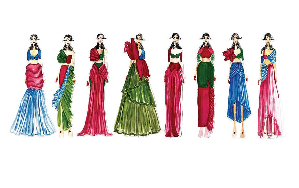 bespoke culture design Ethnic fashion portfolio Haute couture Radha Rasas womenswear