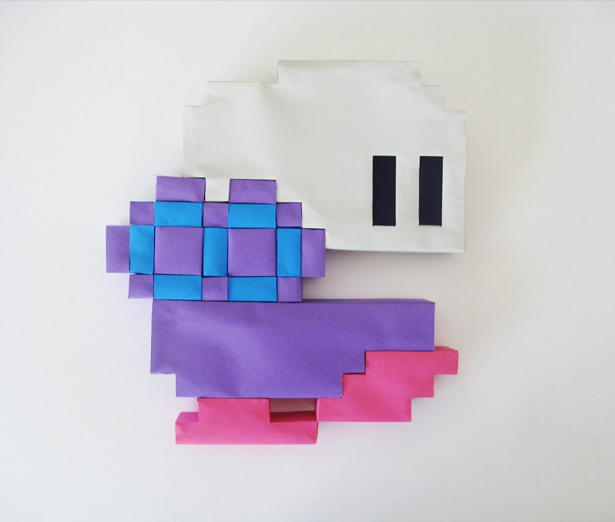 superfried matthew kenyon everyday is play Video Games computer games taito bubble bobble 8-bit pixels papercraft dragons game paused