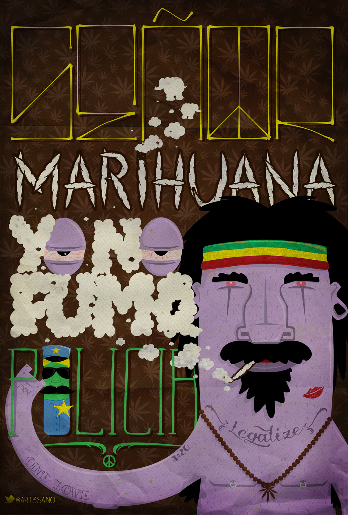 art3sano  venezuela fxn artesano diseño grafico ilustracion vector vecotril Character design tipografia marihuana marijuana weed