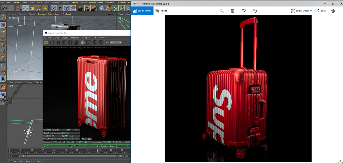 supreme rimowa  octane cinema4d 3ds max Render model photoreal
