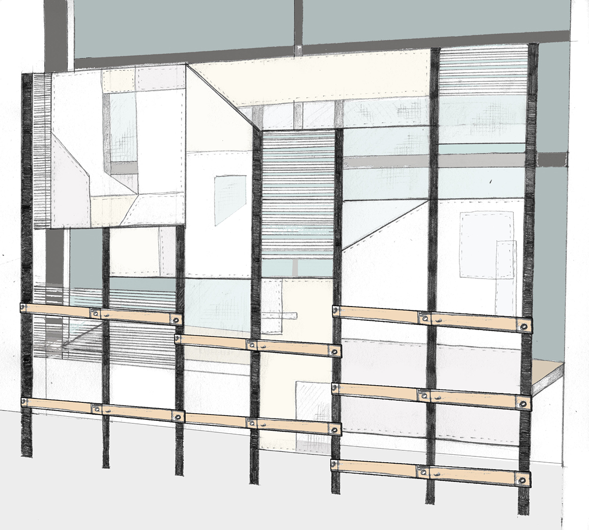 Store Display Window Display Carpentry design Drawing  sketch