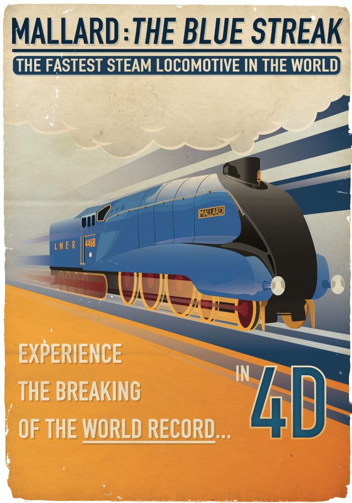 poster mallard train locomotive Steam the silver streak 4d vintage old record