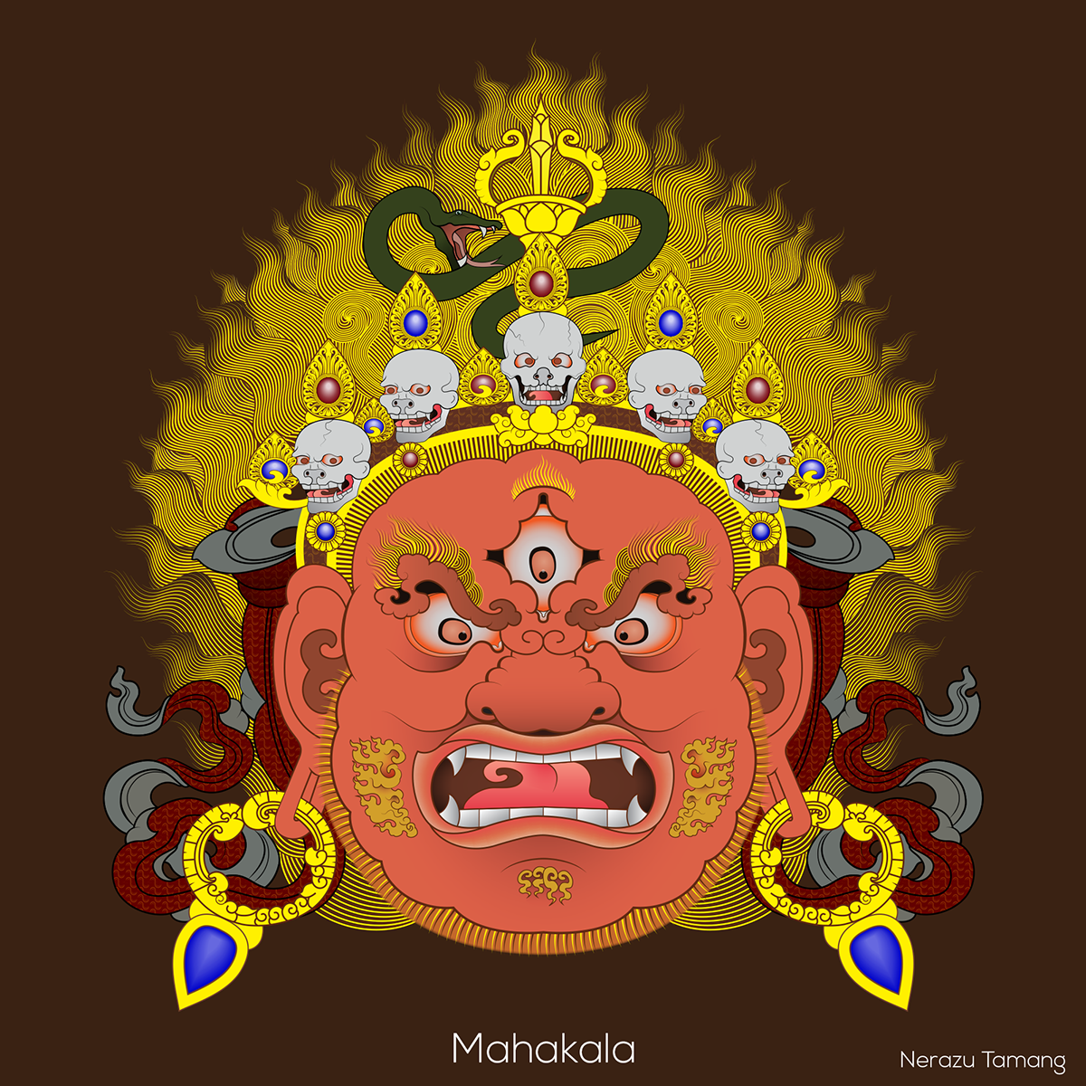 Mahakala Nepalese Art bhairab Nerazu Tibeatan thangka nepal dharmapala