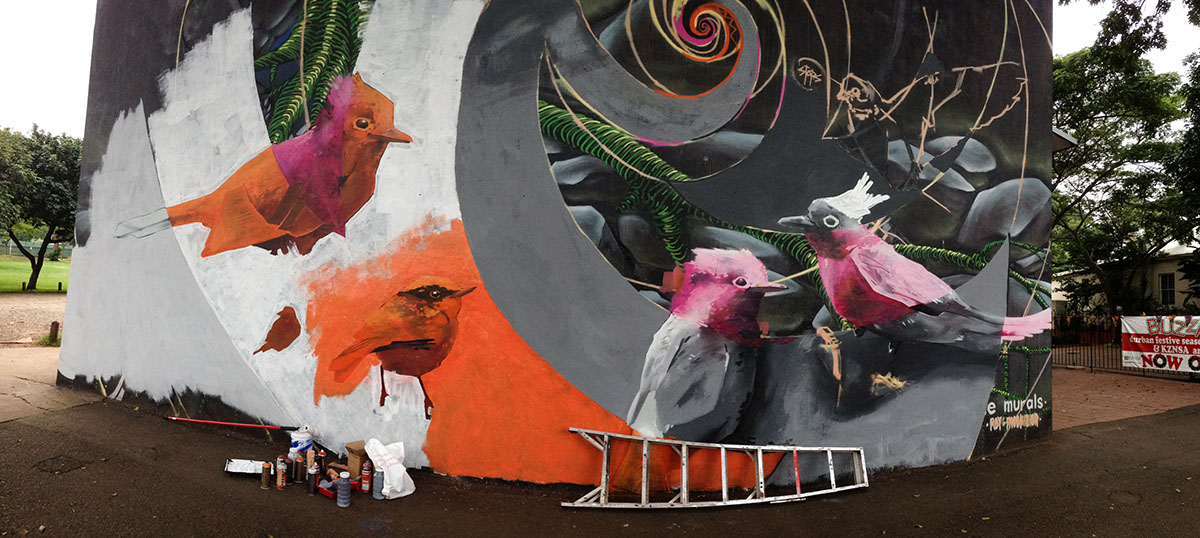 birds KZNSA durban south africa stops Art Gallery  Mural