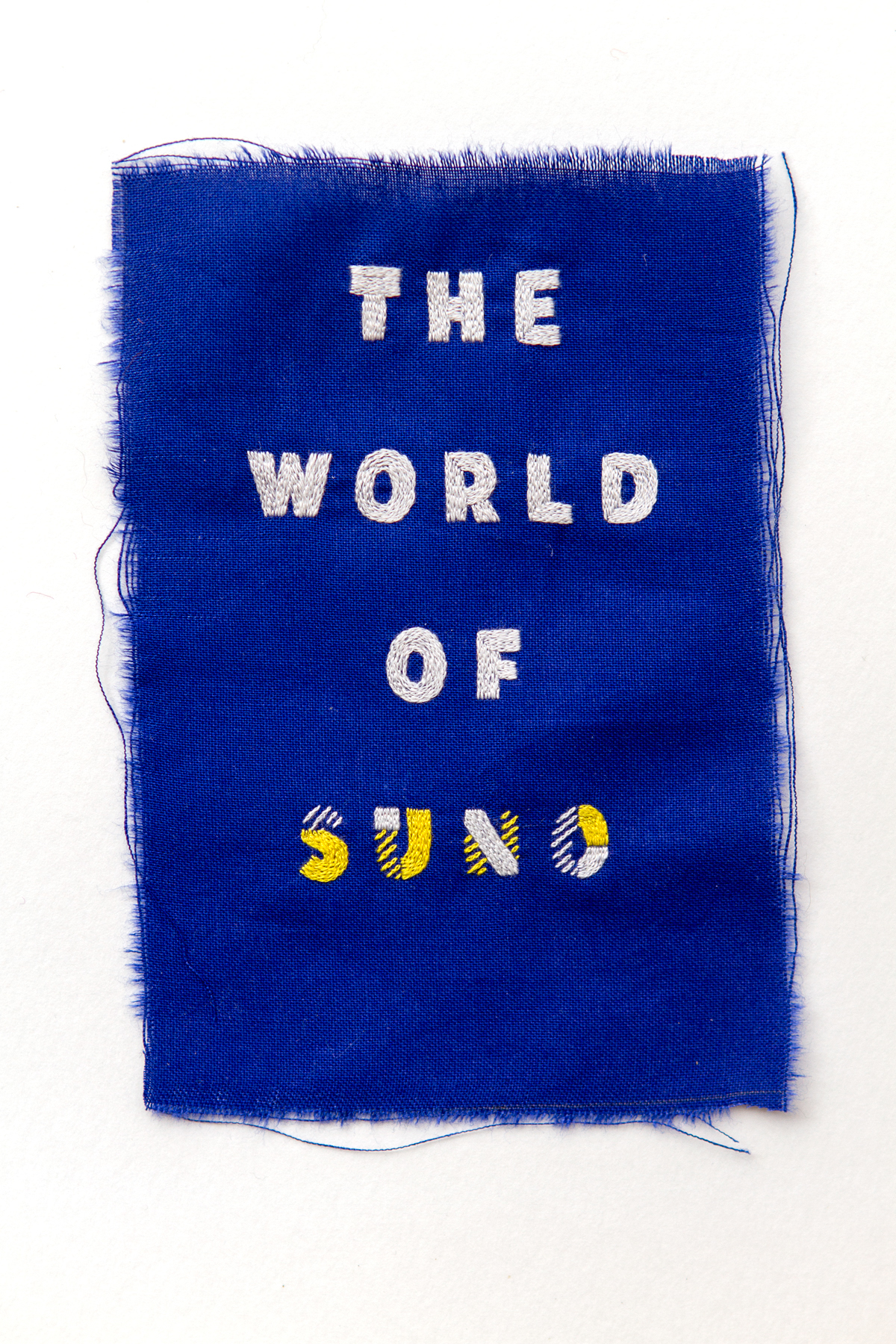 Embroidery embroidered sewn stitched needle and thread textile maricormaricar suno tactile lettering