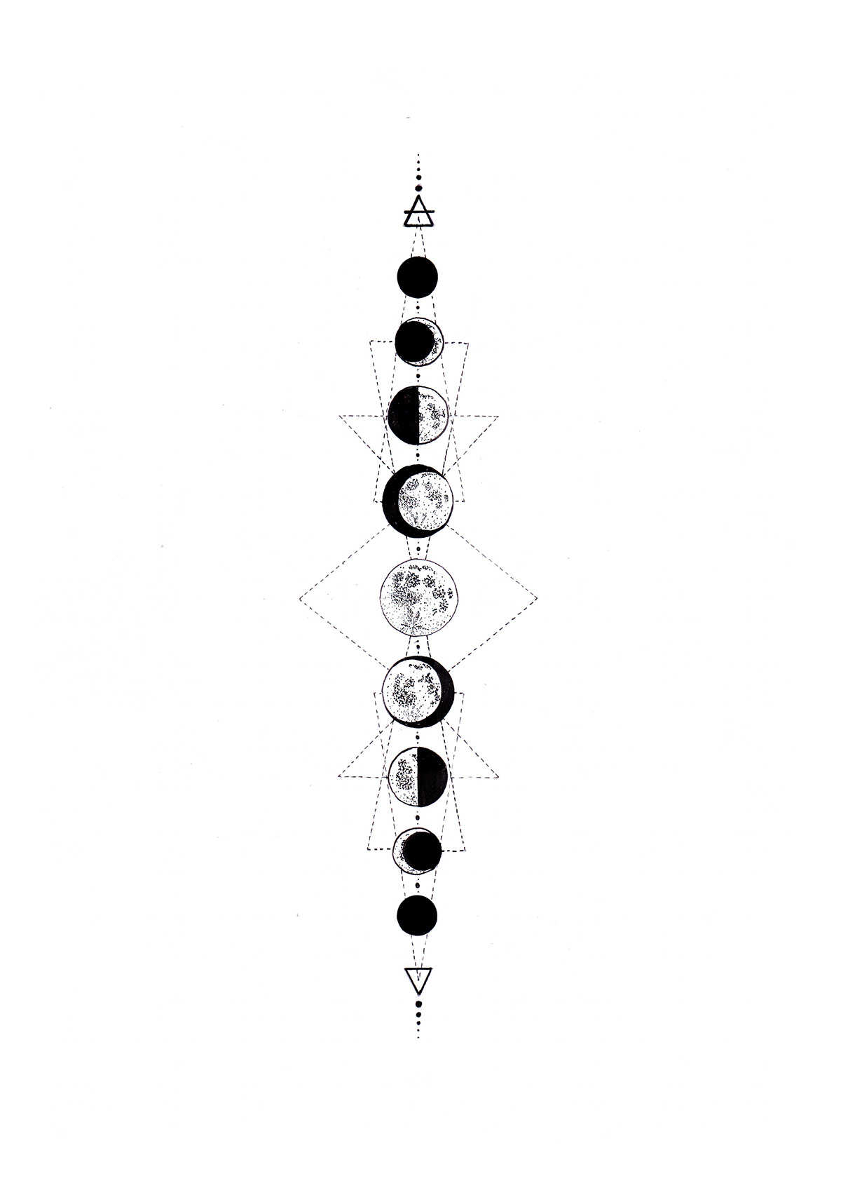 tiffanie kieny moon moon phases lune cycle dotwork dot tattoo tatouage france strasbourg