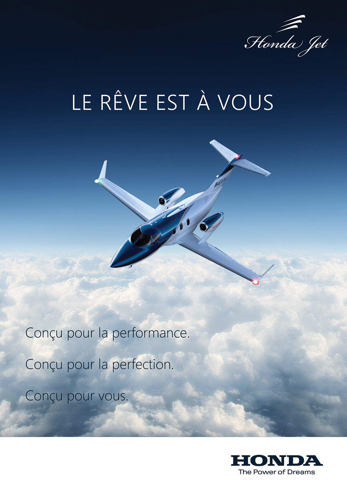 Honda Jet avion SKY plane ciel cloud luxe blue world engine