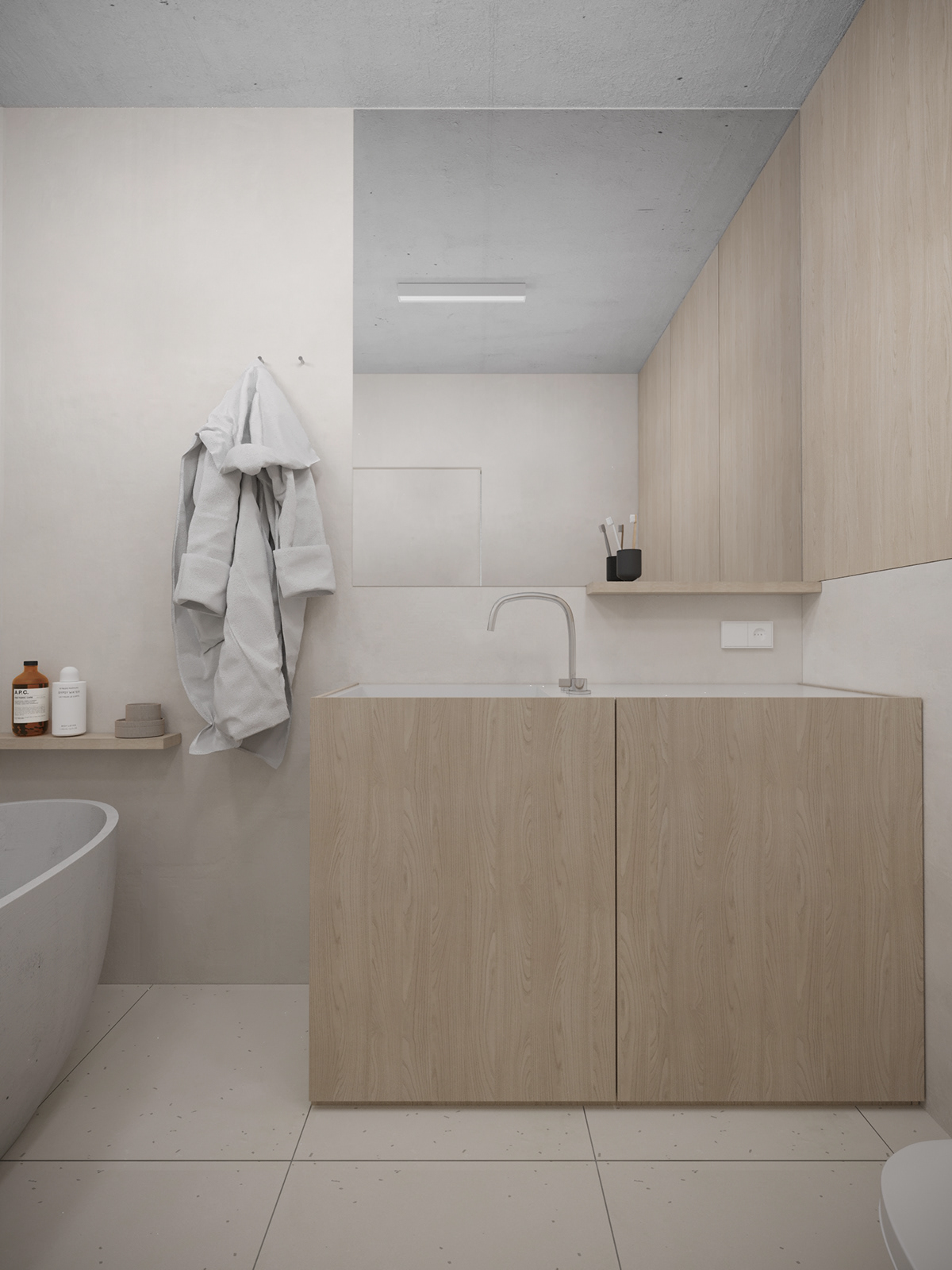 3dsmax beigeinterior CoronaRender  Interior interior design  Japandi Minimalism Render visualization