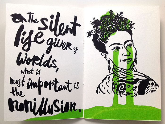 printmaking print silkscreen book Zine  Frida Kahlo letters diery Diary Love