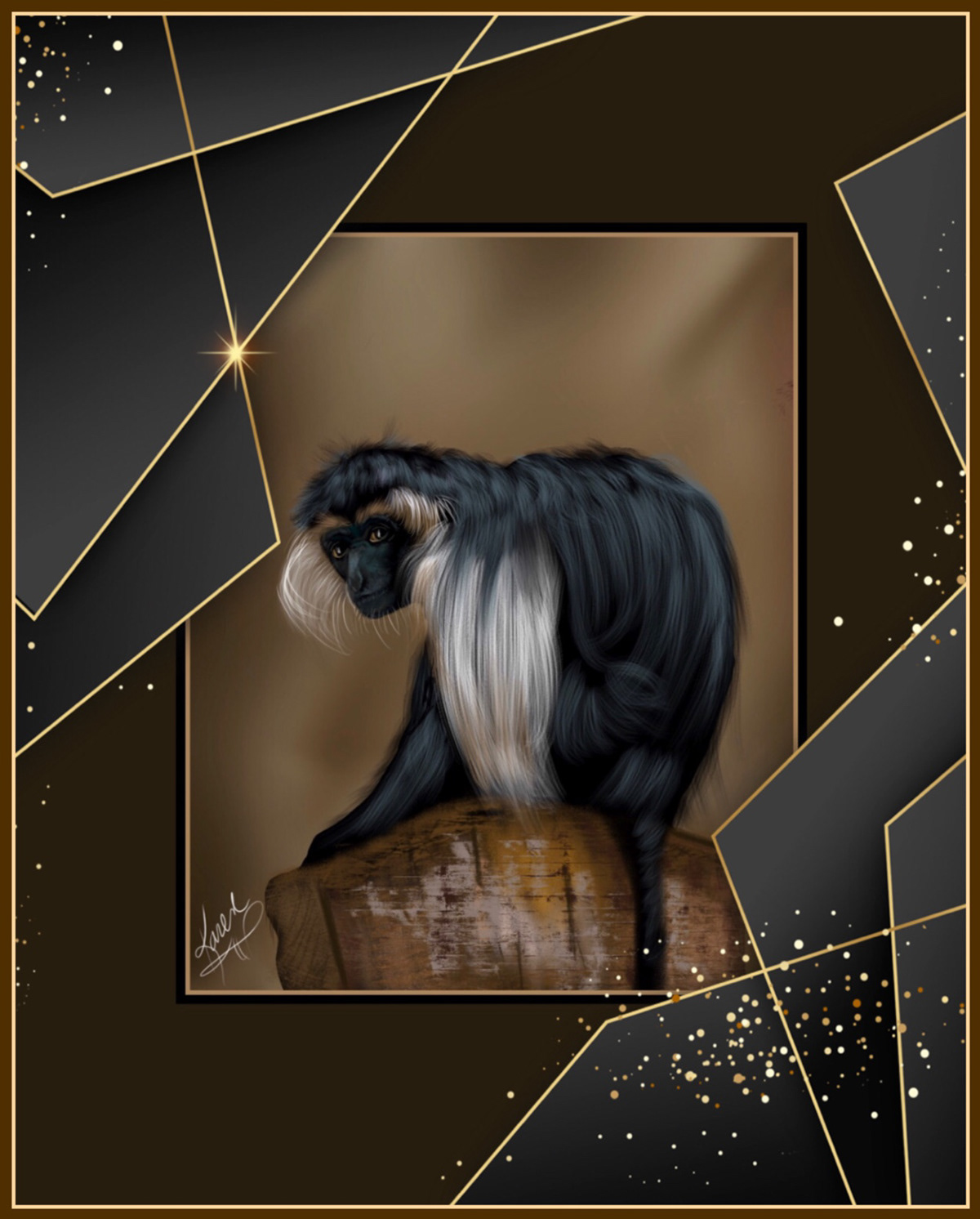 Digital Art  digital painting Drawing  illustrations animals primate monkey colobus monkey