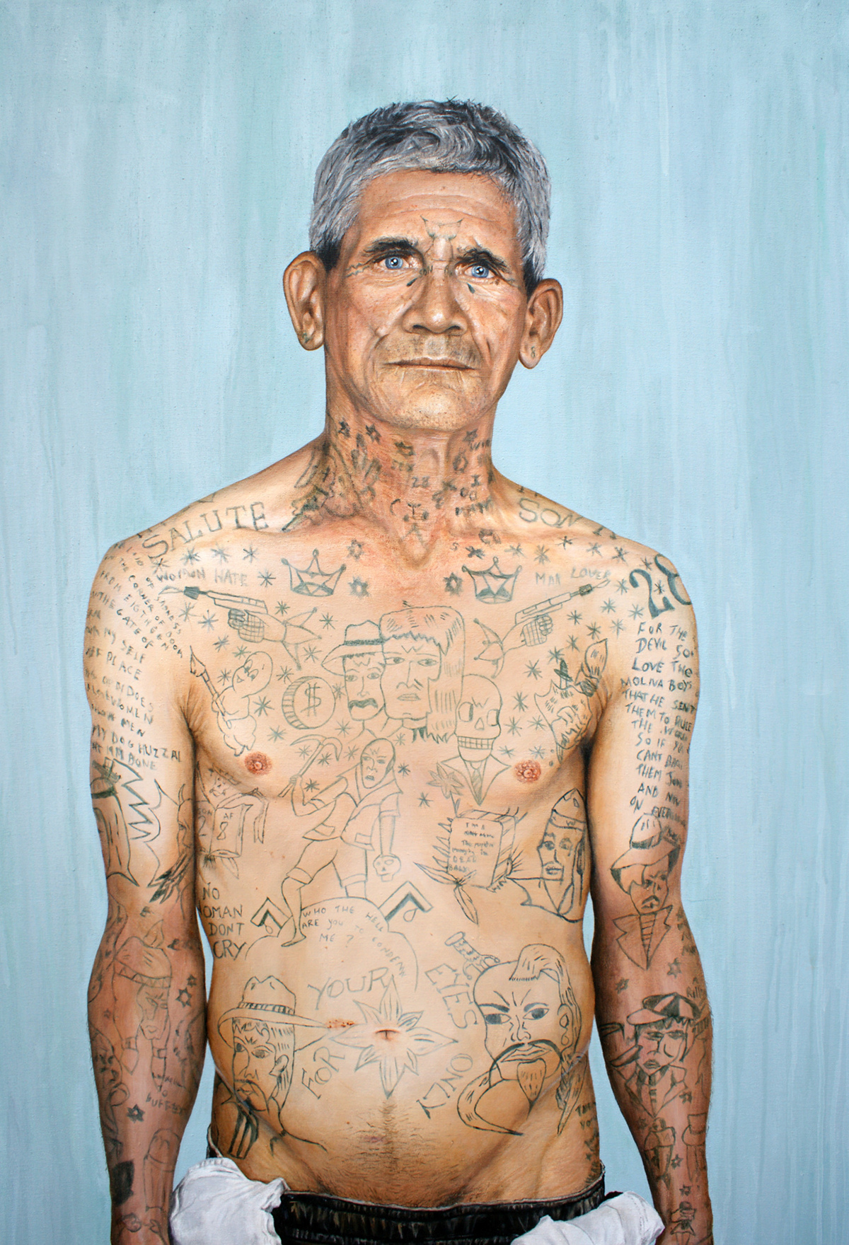 Paintings animals pets Realism Prisoner tattoo gangster