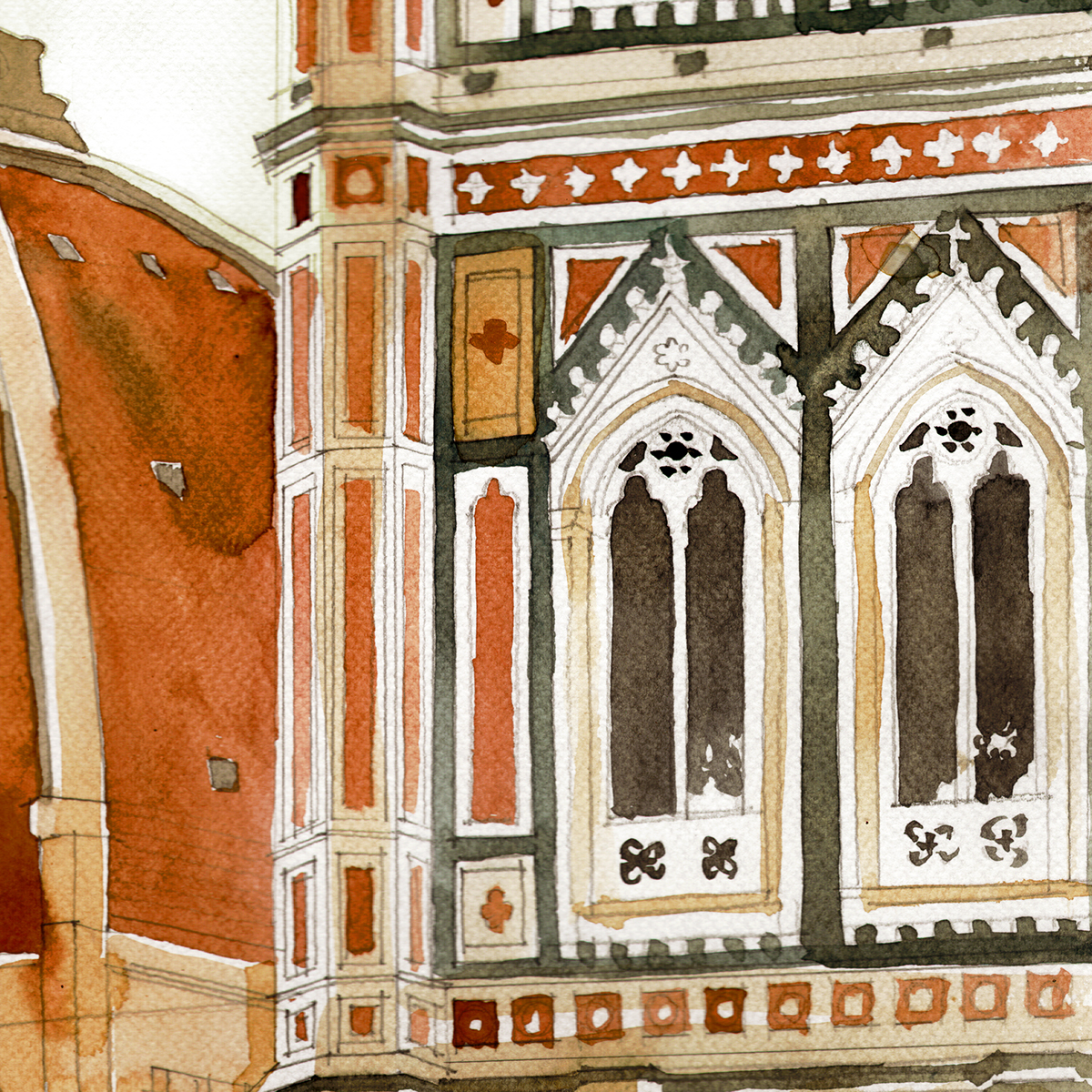 firenze Florence duomo SantaMariaDelFiore Italy italia italiani watercolor artwork architect work in progress wip majawronska majatakmaj takmaj