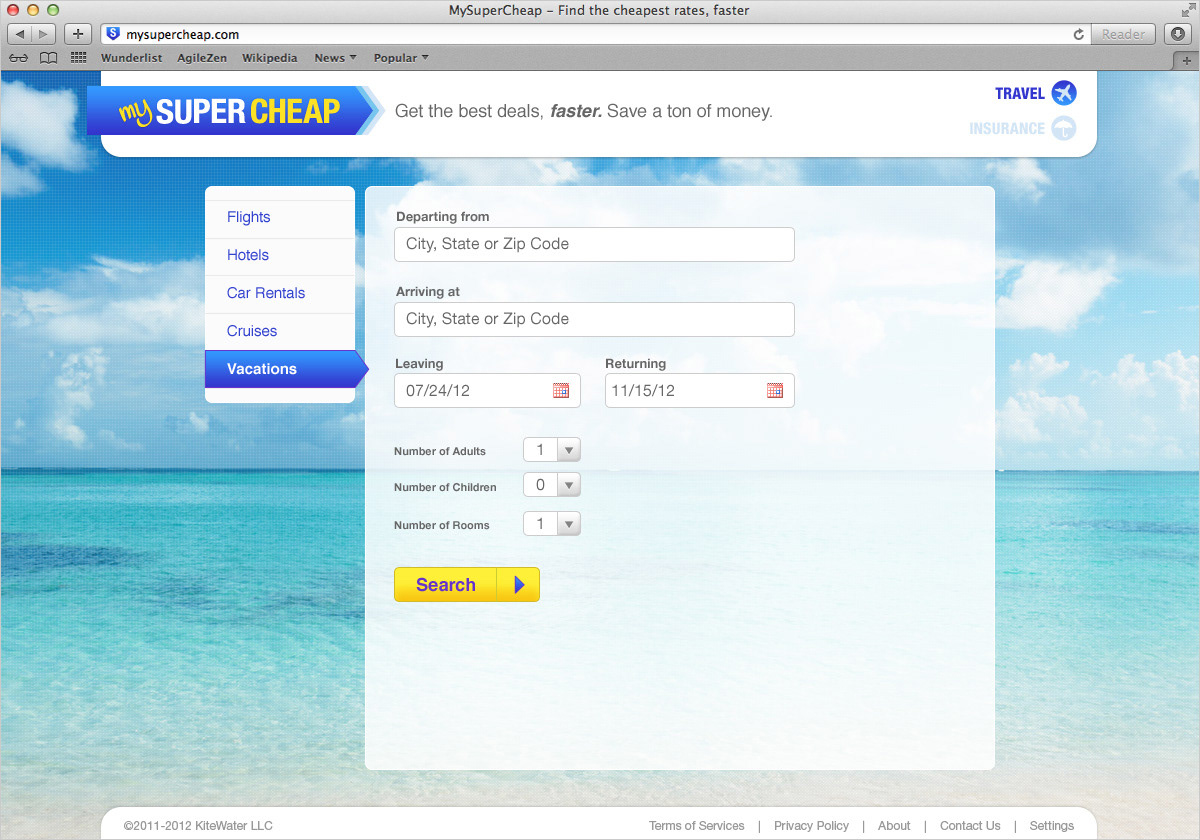 Redesigned website travel booking insurance