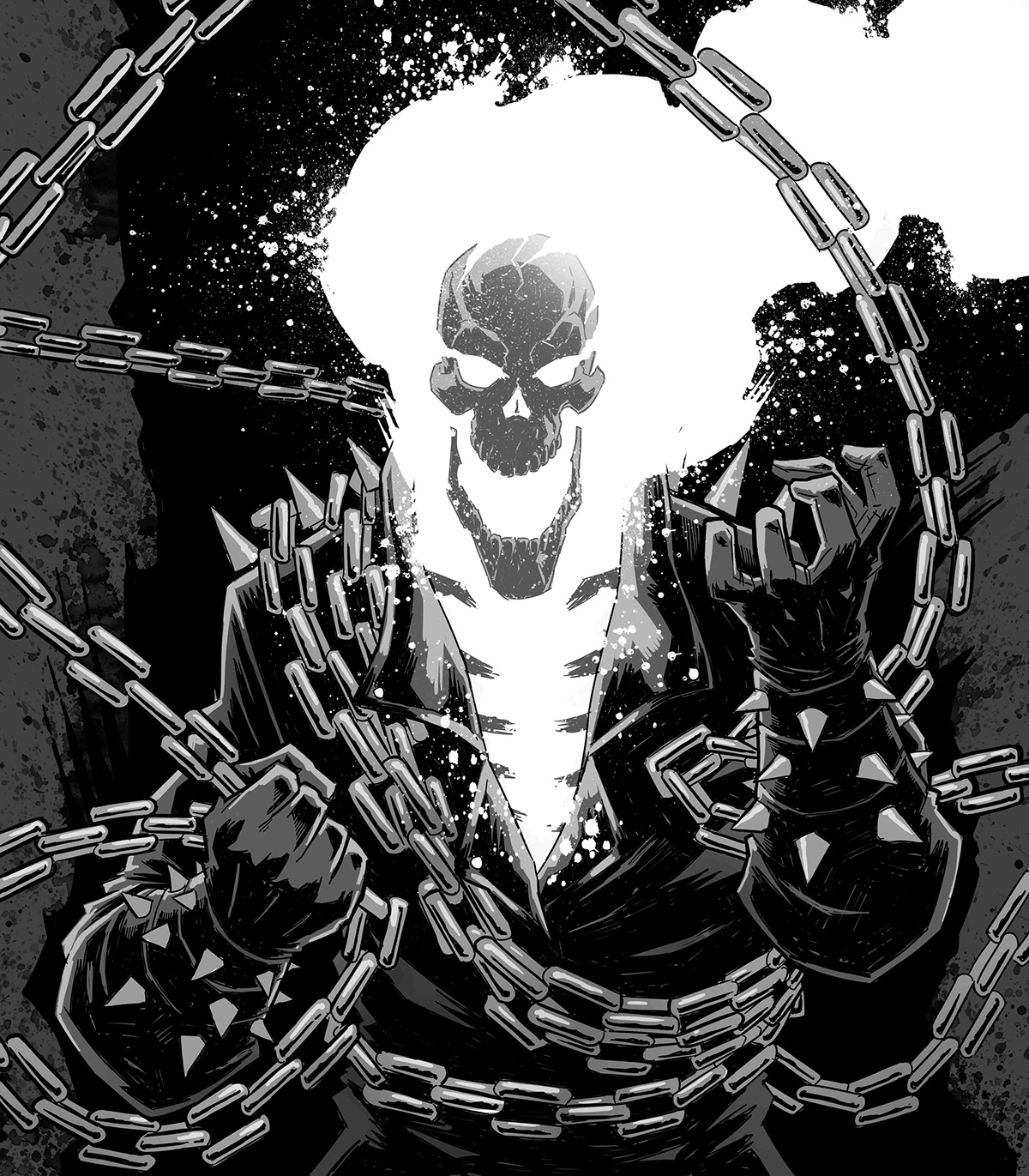 comicbook ghost rider marvel comics black and white SuperHero demon skull